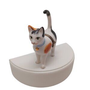 Studio USA Porcelain Calico Cat Trinket Collectible Box
